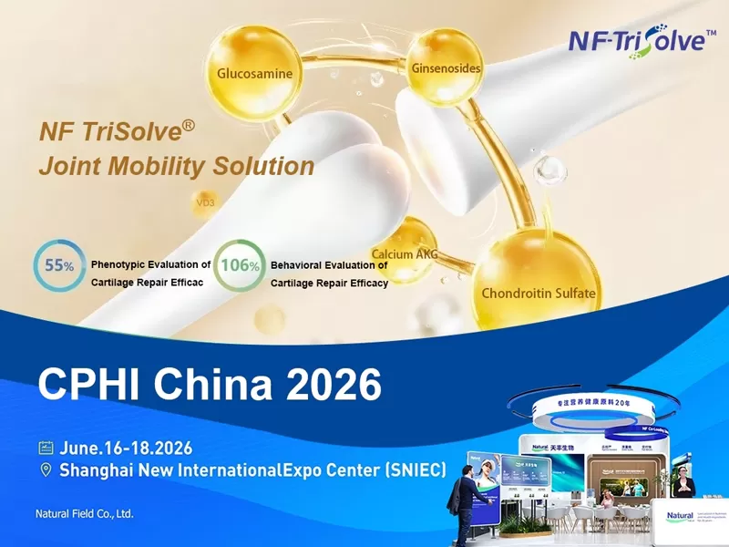 Conozca a Natural Field en CPHI China 2026: Descubra innovaciones de ingredientes respaldadas por la ciencia para un envejecimiento saludable y la salud de las articulaciones.